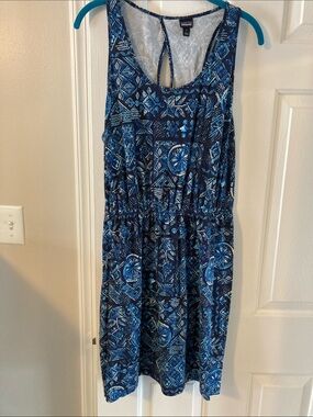 Patagonia Navy and Blue Patterned Midi Dress